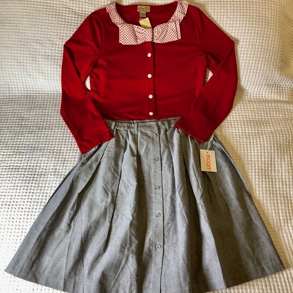 Modcloth Moon Living the Dream Grey Chambray Skirt XL NWT - Picture 6 of 10